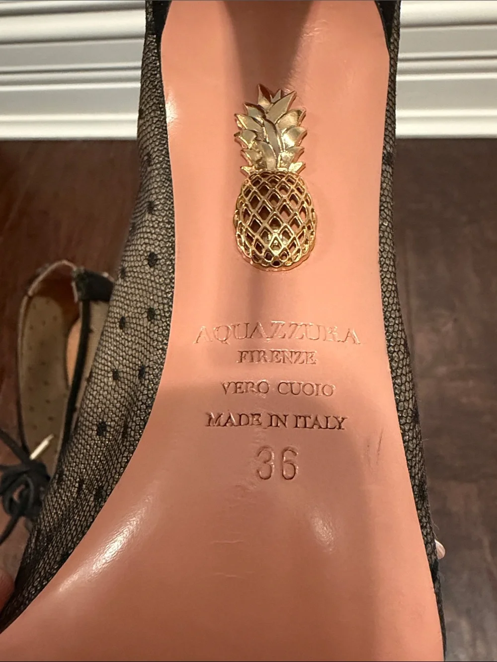 Aquazzura Black Sheer Polka Dot Lace-Up Peep-Toe Stiletto Booties